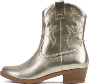 Soda ??BLAZING-2?? ~ Little Kids/Children/Girls Stitched Pointed Toe Low Heel High Top Ankle Shaft Western Boot Bootie