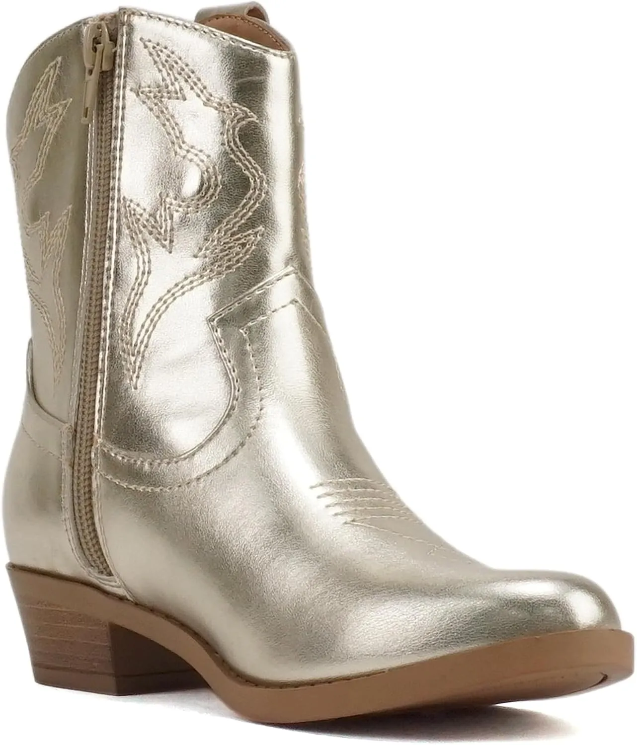Soda ??BLAZING-2?? ~ Little Kids/Children/Girls Stitched Pointed Toe Low Heel High Top Ankle Shaft Western Boot Bootie