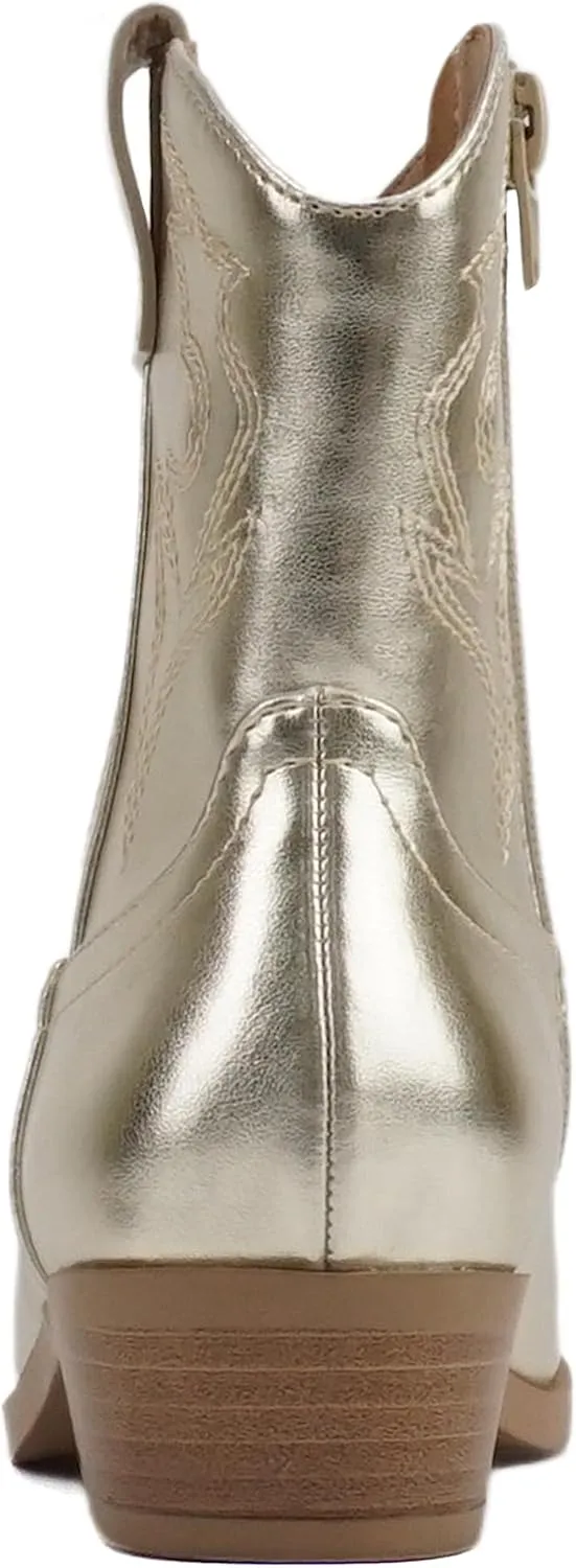 Soda ??BLAZING-2?? ~ Little Kids/Children/Girls Stitched Pointed Toe Low Heel High Top Ankle Shaft Western Boot Bootie