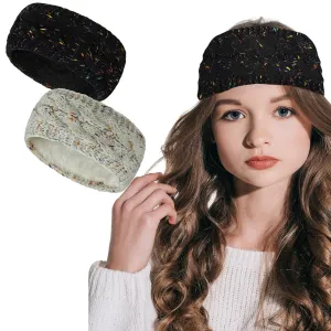 Styla Hair Women's Knit Headband, 2pk Fleece Lined Ear Warmers for Winter, Confetti