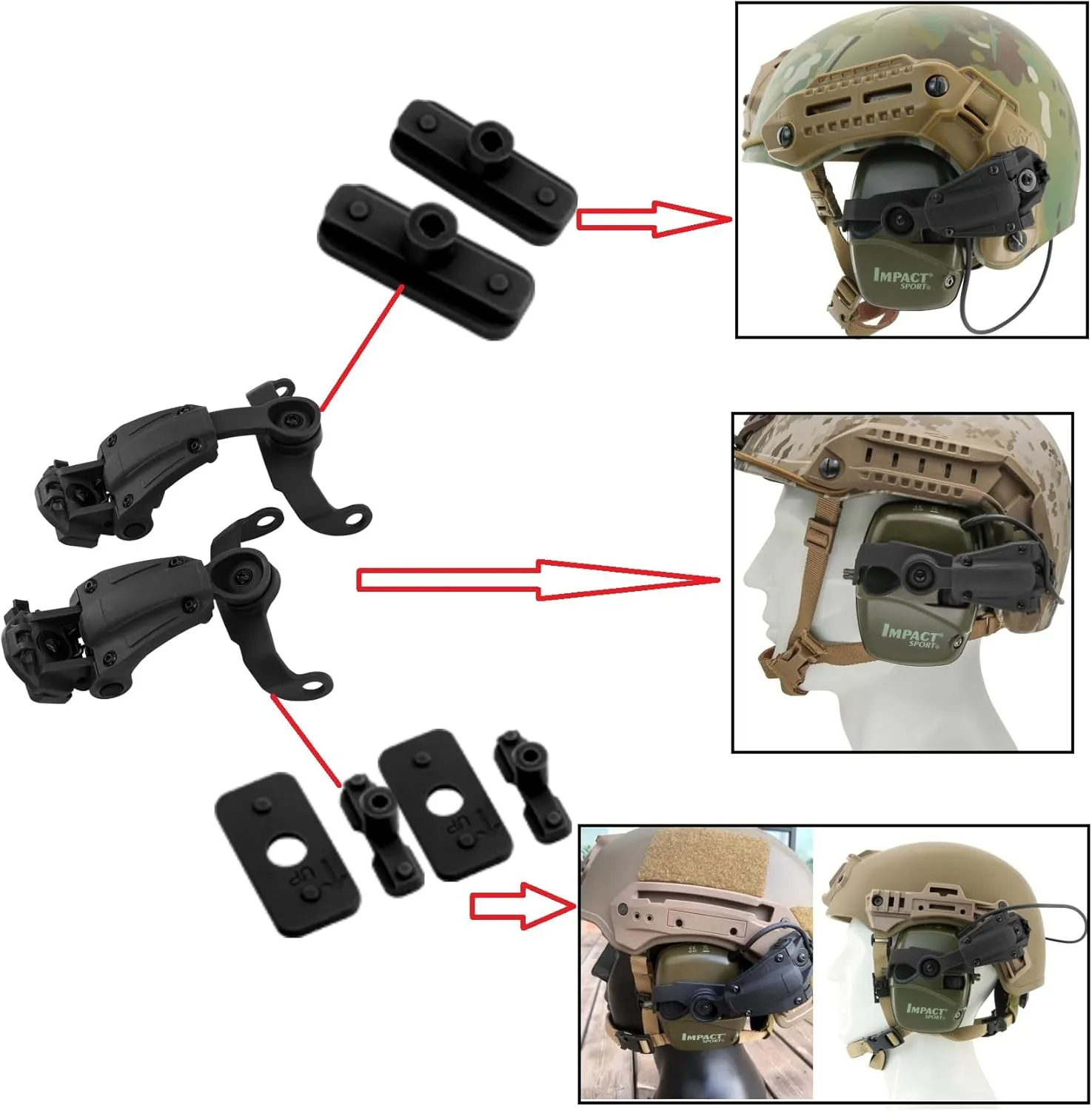 Tactical Helmet ARC Track Adapter for Tactical Electronic Shooting Earmuff Compatible Howard Leight Impact Sport Headset