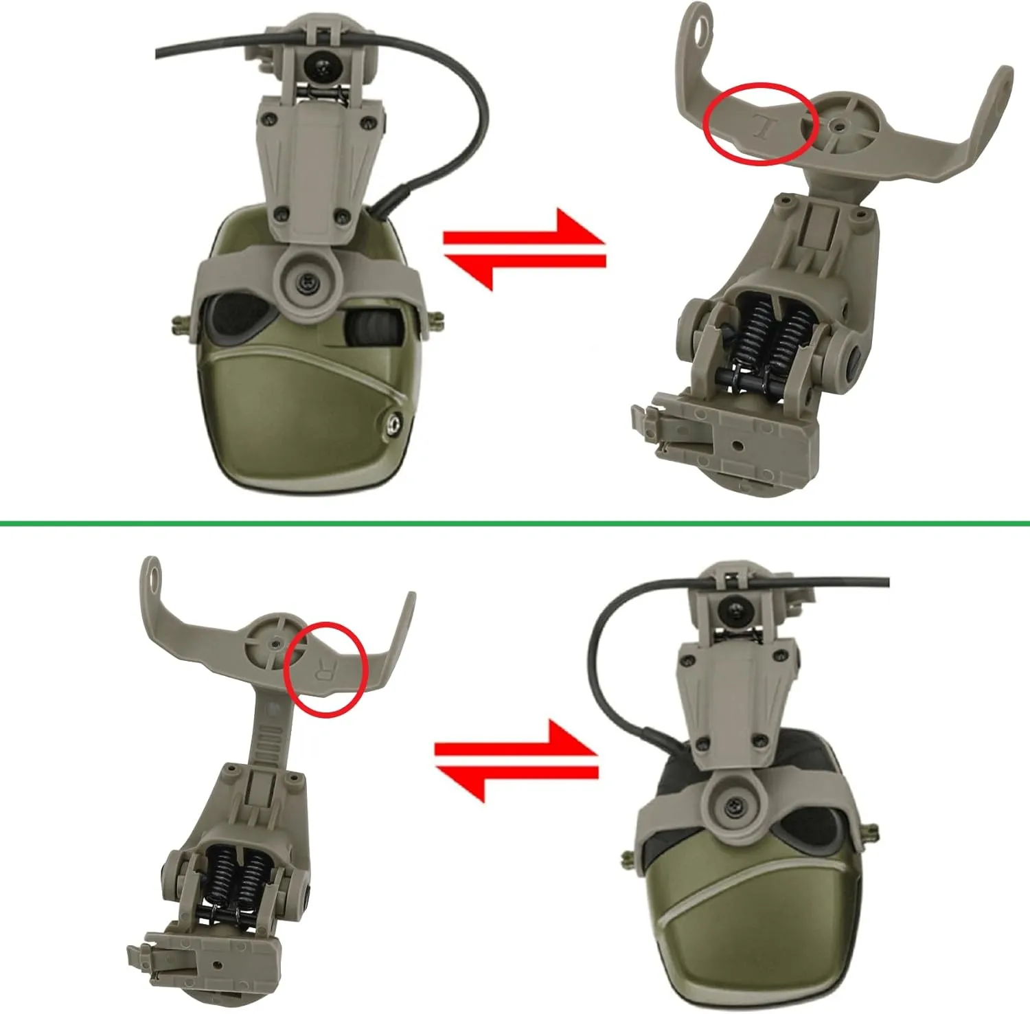 Tactical Helmet ARC Track Adapter for Tactical Electronic Shooting Earmuff Compatible Howard Leight Impact Sport Headset