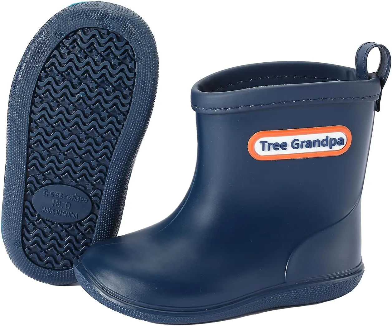 Tree Grandpa Toddler Rain Boots for Boys Girls Waterproof Baby Kids Rain Boots With Easy-on