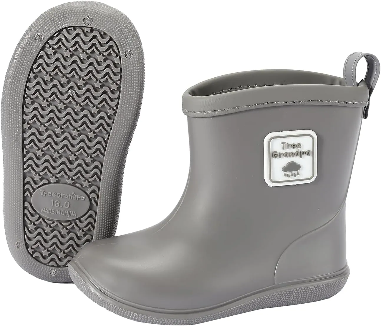 Tree Grandpa Toddler Rain Boots for Boys Girls Waterproof Baby Kids Rain Boots With Easy-on