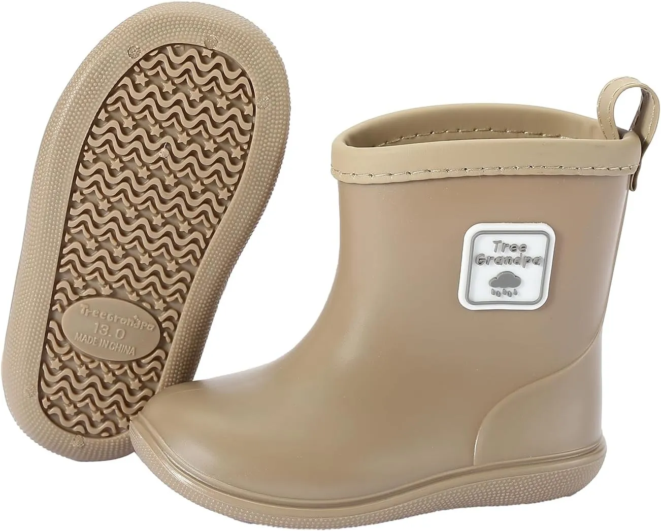 Tree Grandpa Toddler Rain Boots for Boys Girls Waterproof Baby Kids Rain Boots With Easy-on