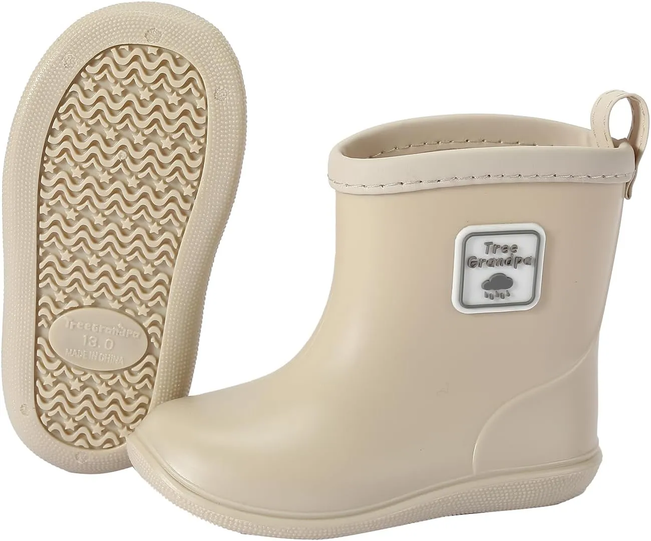 Tree Grandpa Toddler Rain Boots for Boys Girls Waterproof Baby Kids Rain Boots With Easy-on