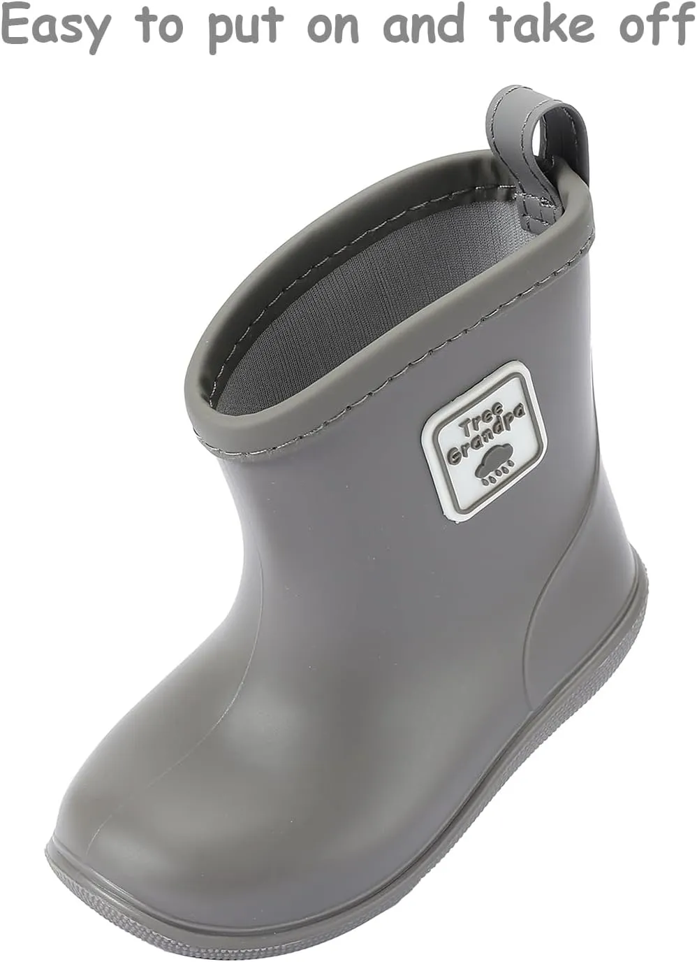 Tree Grandpa Toddler Rain Boots for Boys Girls Waterproof Baby Kids Rain Boots With Easy-on