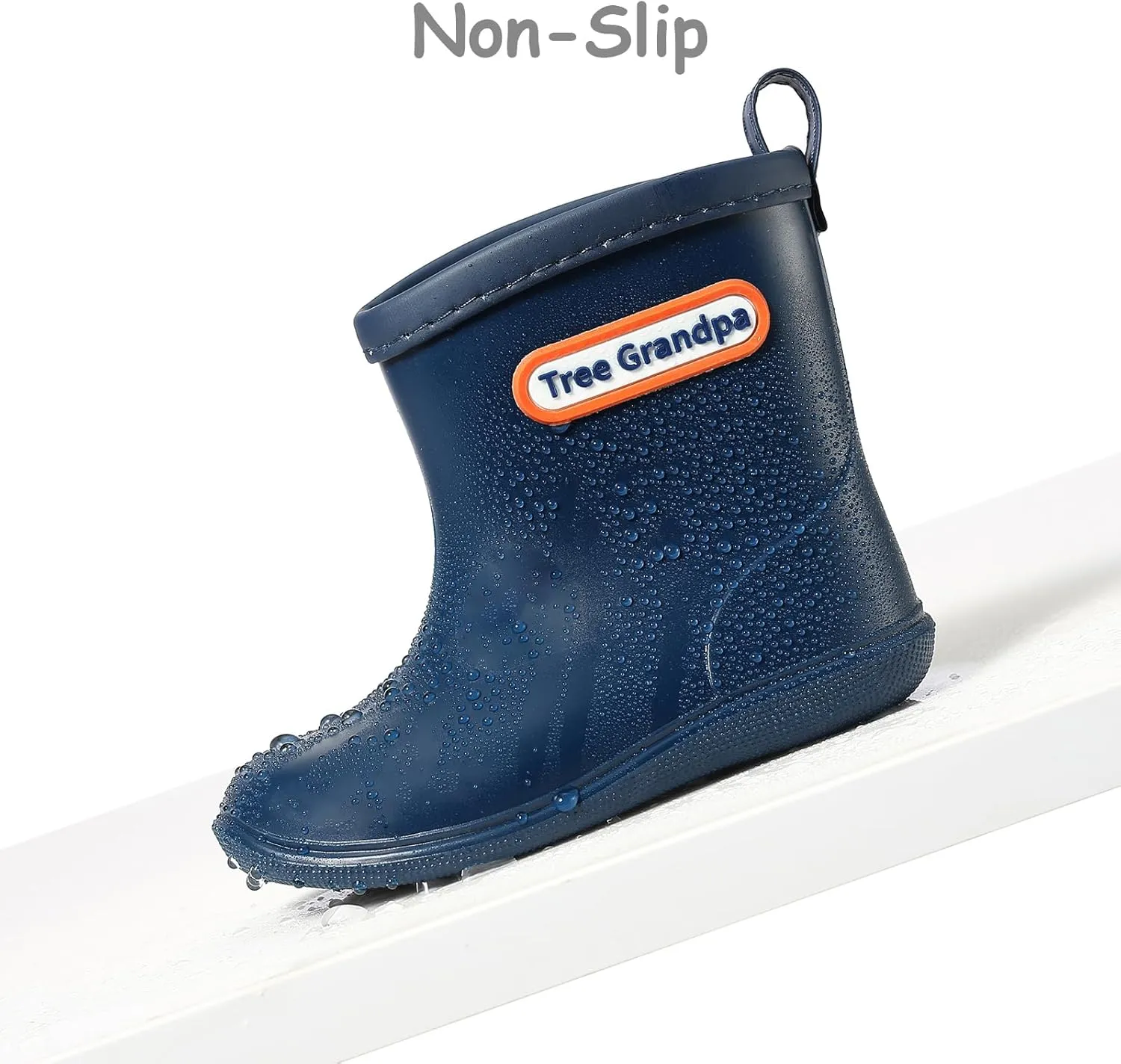 Tree Grandpa Toddler Rain Boots for Boys Girls Waterproof Baby Kids Rain Boots With Easy-on