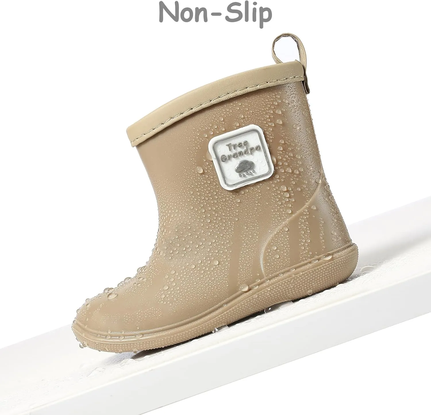Tree Grandpa Toddler Rain Boots for Boys Girls Waterproof Baby Kids Rain Boots With Easy-on