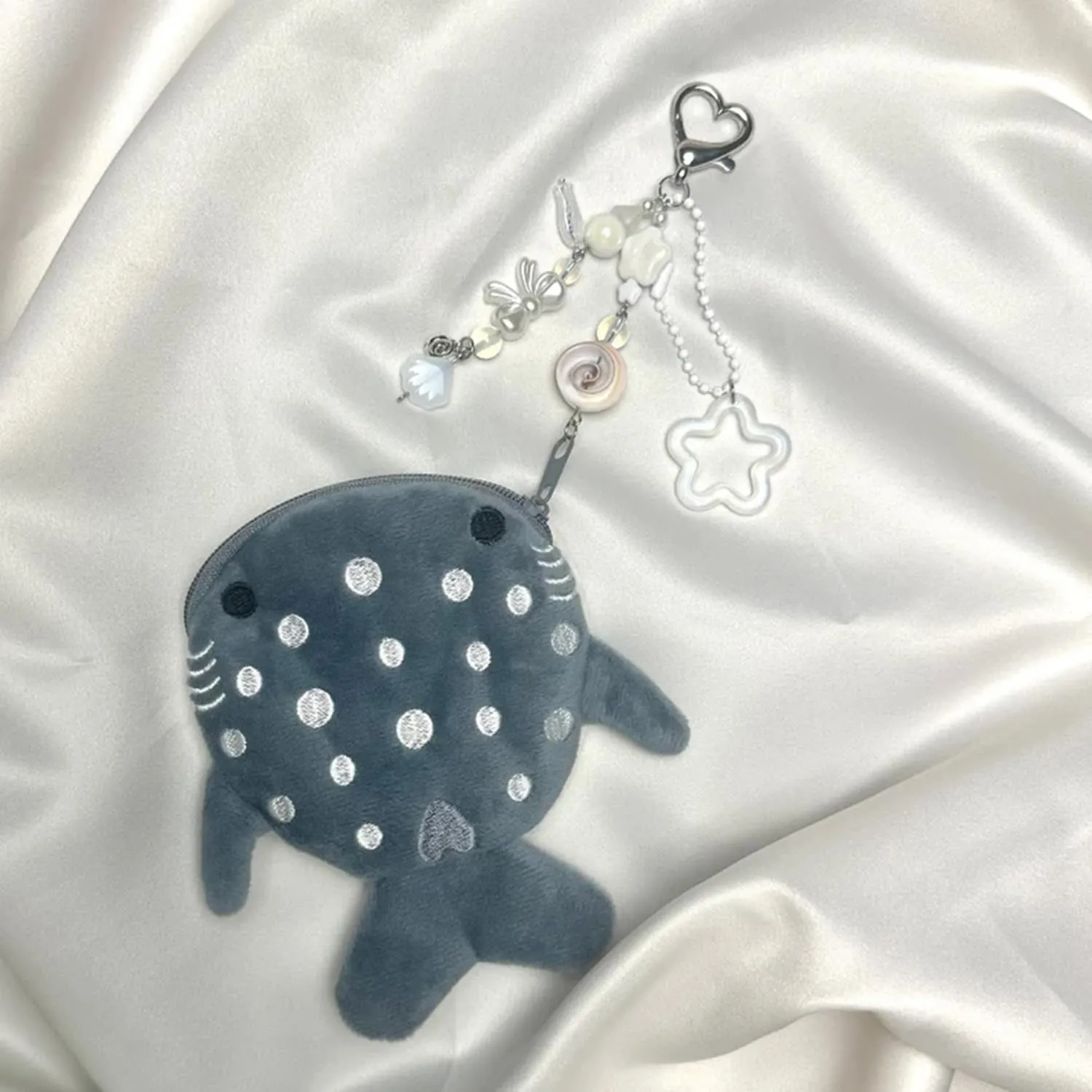 Whale Shark Coin Purse Keychain,Cute Plush Change Purse with Zipper Keychain,Kawaii Handmade Coin Pouches for Women