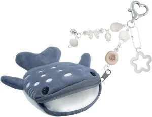 Whale Shark Coin Purse Keychain,Cute Plush Change Purse with Zipper Keychain,Kawaii Handmade Coin Pouches for Women