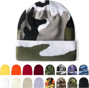 Winter Beanie Acrylic Knit Cuffed Plain Hats Skull Cap Warm Beanies for Men Women