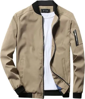 Winter Jackets for Men Men's Lightweight Jacket Casual Spring Fall Windbreaker Bomber Zip Up Coat with Pocket