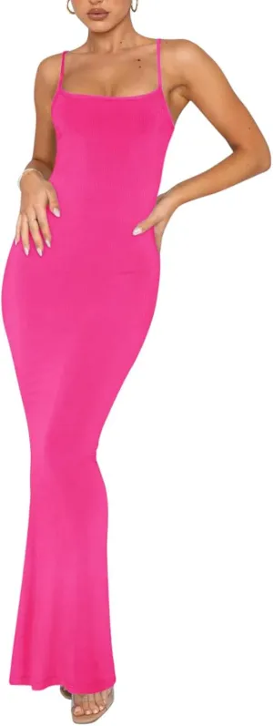 Womens Dresses Sexy Lounge Slip Long Dress Bodycon Spaghetti Strap Sleeveless Maxi Dresses Elegant Dressy Dress 2025