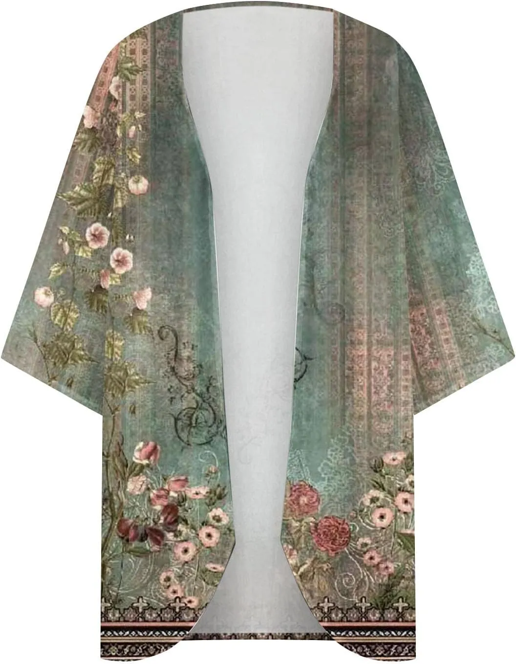 Womens Floral Print Puff Sleeve Kimono Cardigan Loose Coverups Resort Wear 2025 Trendy Beach Lightweight Cardigans