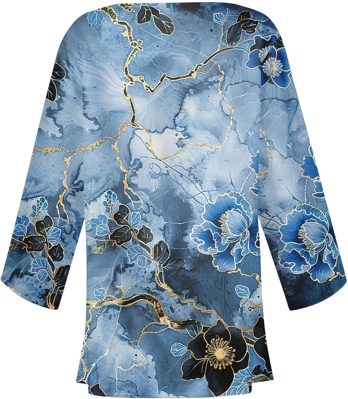 Womens Hawaiian Boho Lightweight Jackets Floral Print Puff Sleeve Kimono Cardigan Loose Cover Up Casual Blouse Top