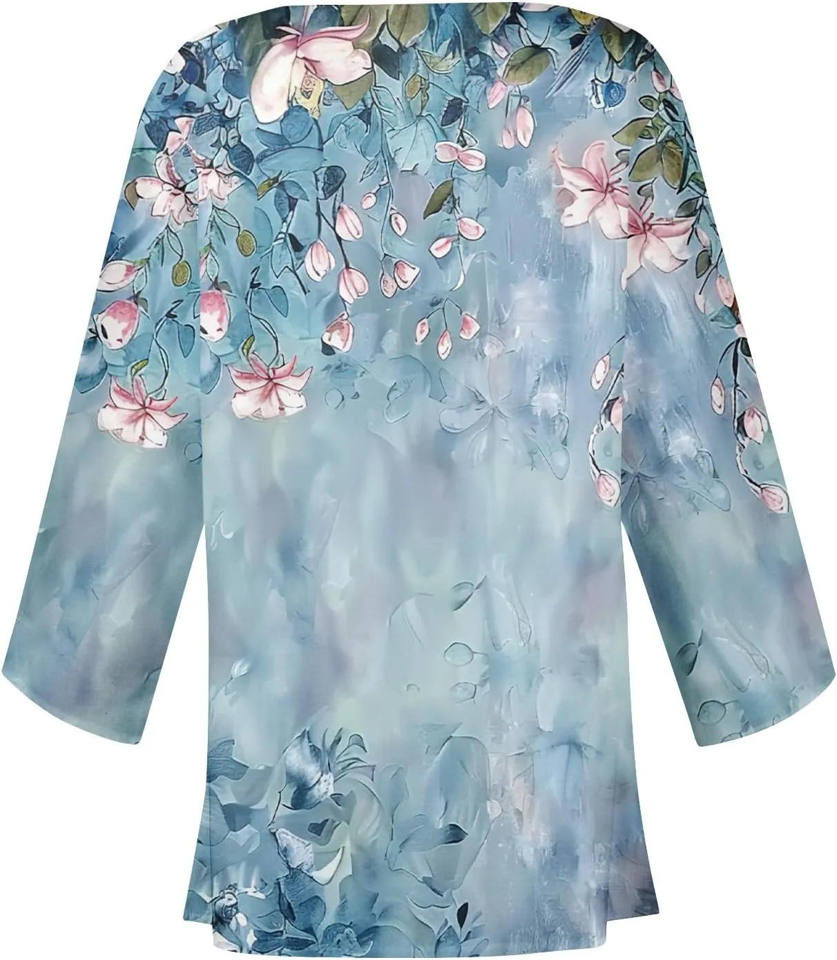 Womens Hawaiian Boho Lightweight Jackets Floral Print Puff Sleeve Kimono Cardigan Loose Cover Up Casual Blouse Top