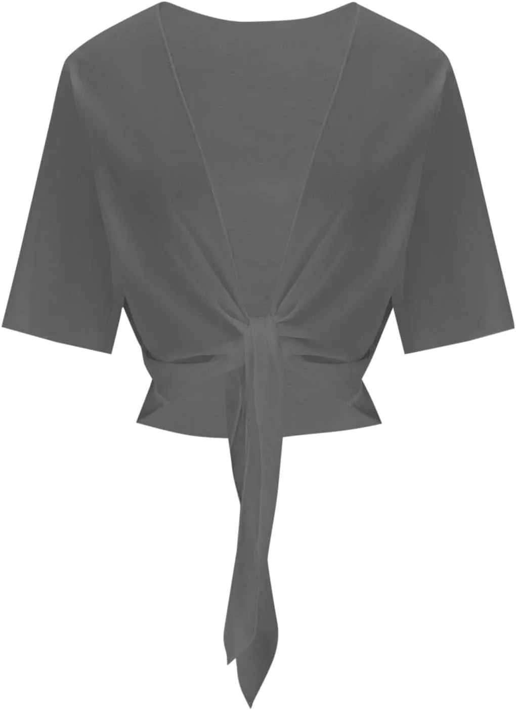 Womens Sheer Tie Knot Bolero Cardigan Summer Long Sleeve Lightweight Open Front Chiffon Cover Up Crop Tops