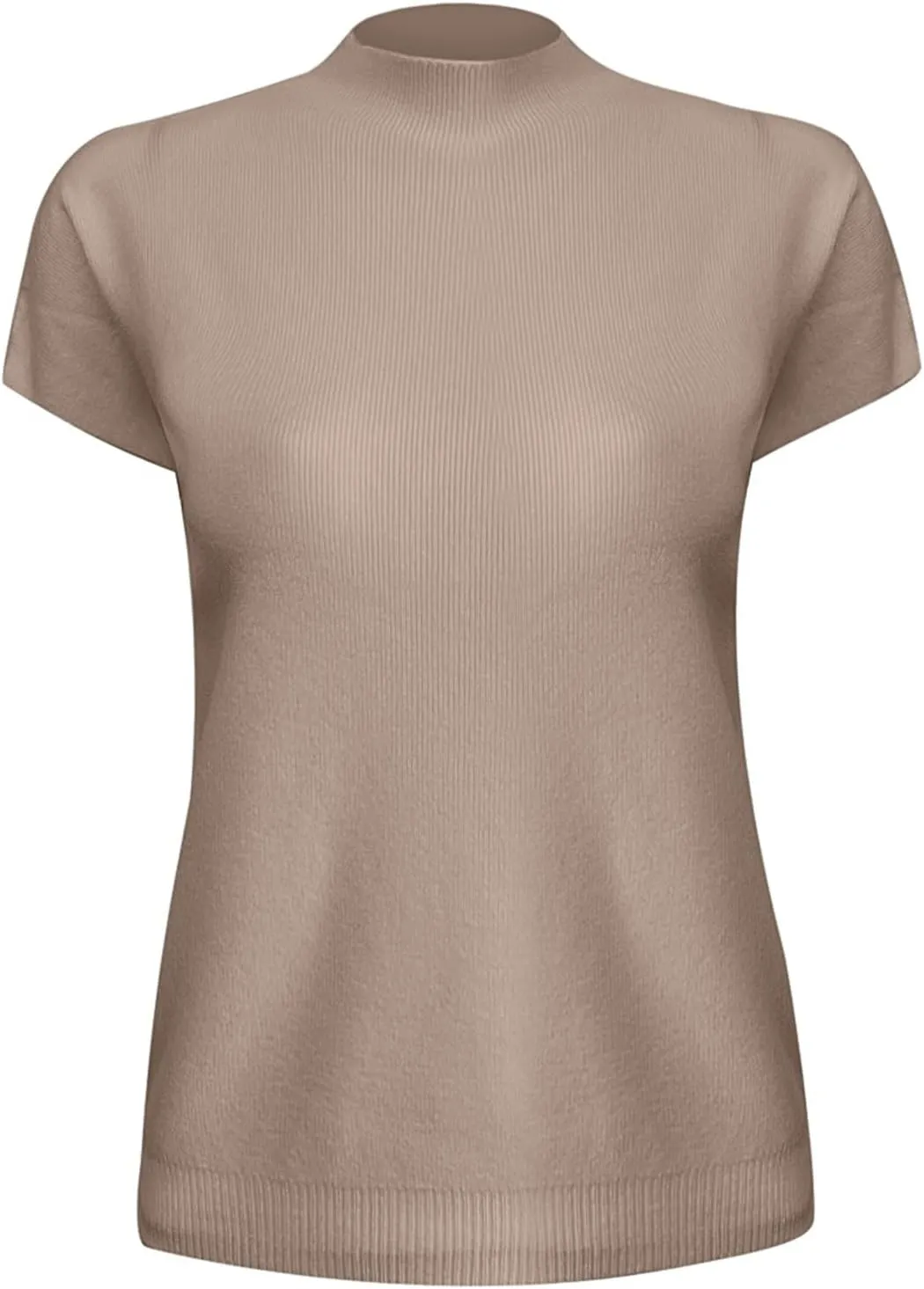 Womens Short Sleeve Top Turtleneck Mock Neck Blouse Summer Casual Basic Knit Slim Fitted Pullover Tops Shirt
