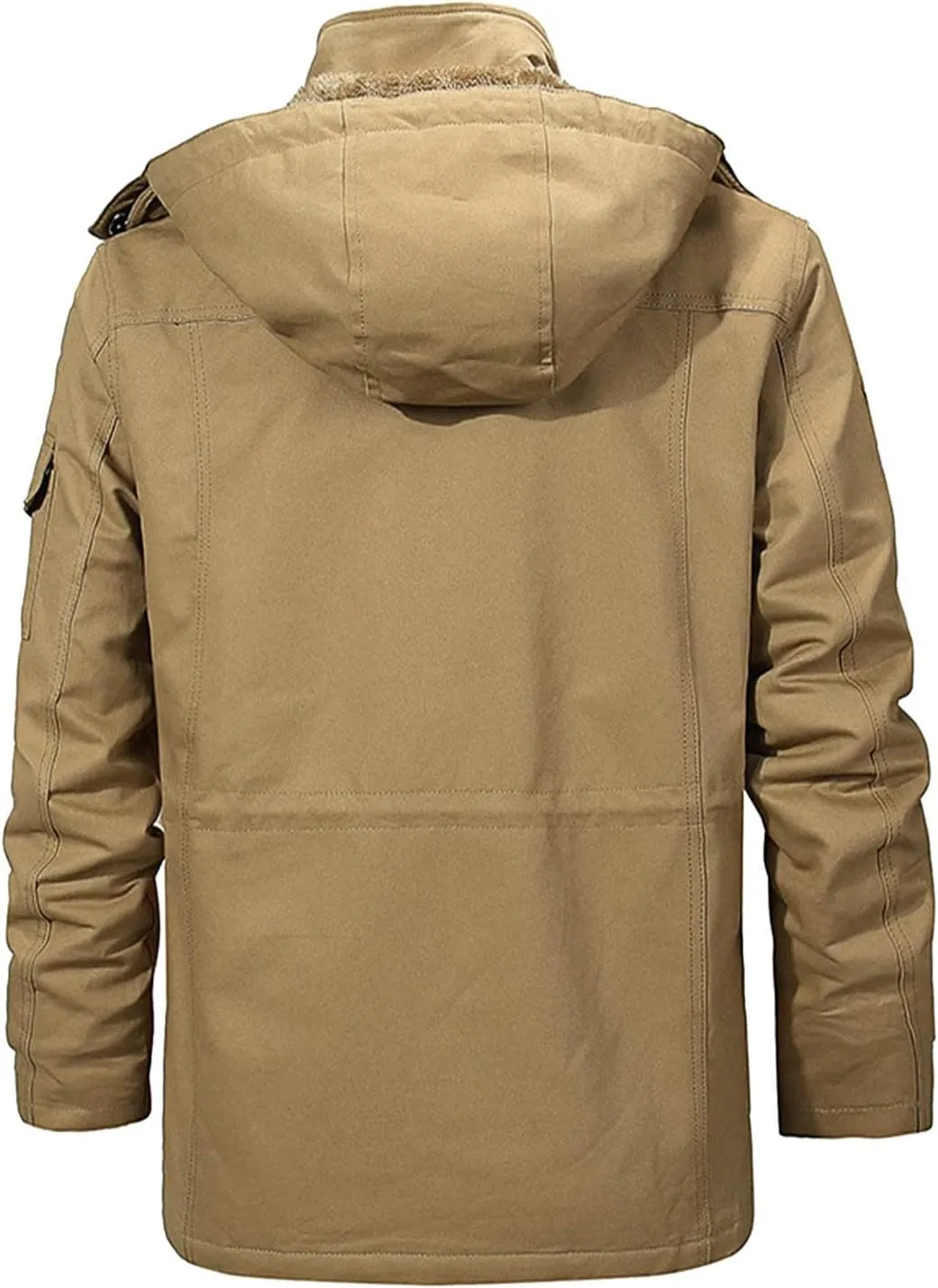 XIAXOGOOL Overcoat For Men,Men's Fleece Hoodie Sherpa Jacket Zipper Warm Fuzzy Windproof Winter Coats Outwear Multi Pockets