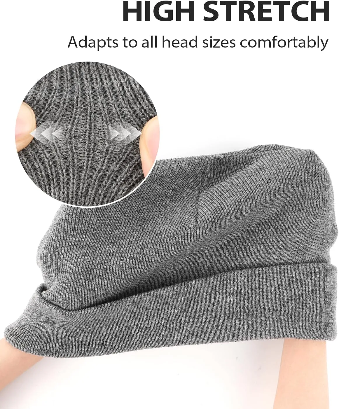 XXL/XL/L/M/S Beanie Hats,Plus Size Cuffed Knitted Hats,Large Ribbed Skull Cap for Big Heads,Small Winter Watch Cap
