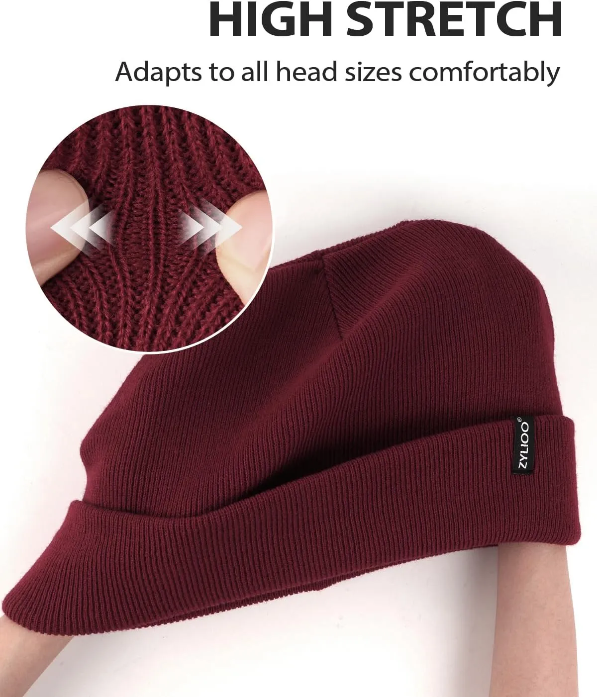 XXL/XL/L/M/S Beanie Hats,Plus Size Cuffed Knitted Hats,Large Ribbed Skull Cap for Big Heads,Small Winter Watch Cap