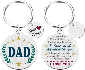 Yobent Fathers Day Keychain Gifts for Dad from Daughter, Happy Father Birthday Keychain, I Love My Dad Present Stuff, Thank You Daddy Gift for Men