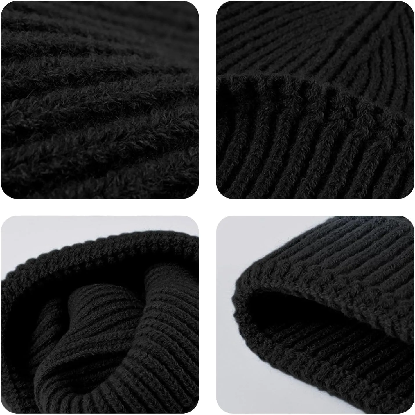 ZOORON 1&2 Unisex Thick Knitted Beanie for Men Women Cuffed Plain Hat Winter Slouchy Ski Beanies