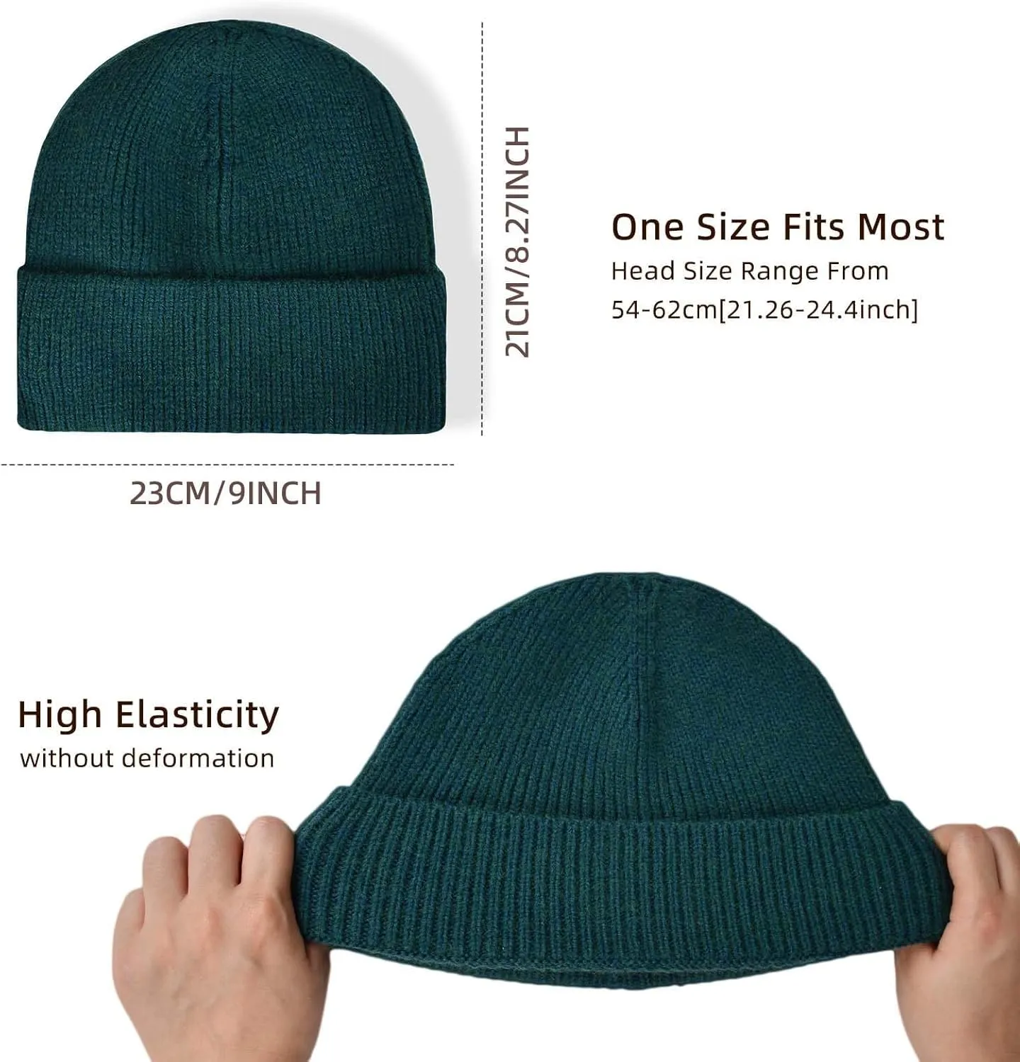 ZOORON 1&2 Unisex Thick Knitted Beanie for Men Women Cuffed Plain Hat Winter Slouchy Ski Beanies