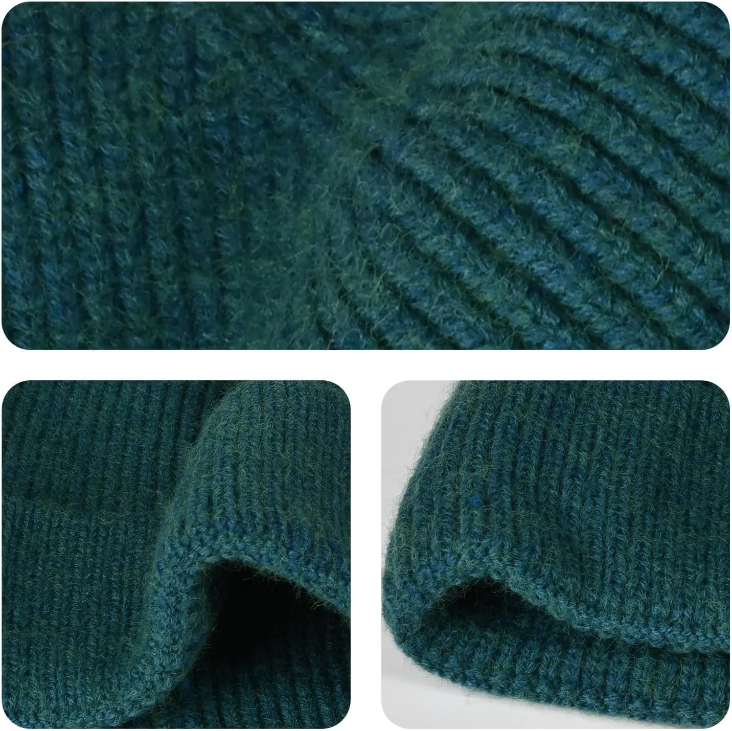 ZOORON 1&2 Unisex Thick Knitted Beanie for Men Women Cuffed Plain Hat Winter Slouchy Ski Beanies