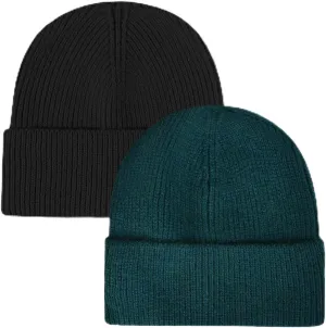 ZOORON 1&2 Unisex Thick Knitted Beanie for Men Women Cuffed Plain Hat Winter Slouchy Ski Beanies